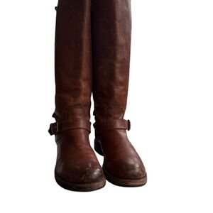 Frye Brown Leather Riding Boots Women’s Tall Classic Buckle Sz 7.5 Women’s